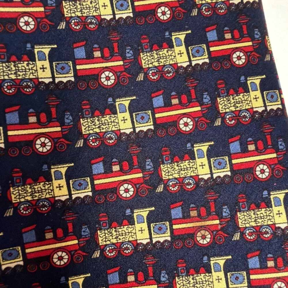 SINSABANG PURE SILK Men's Neck‎ Tie/Train Locomotive Navy Red Gold